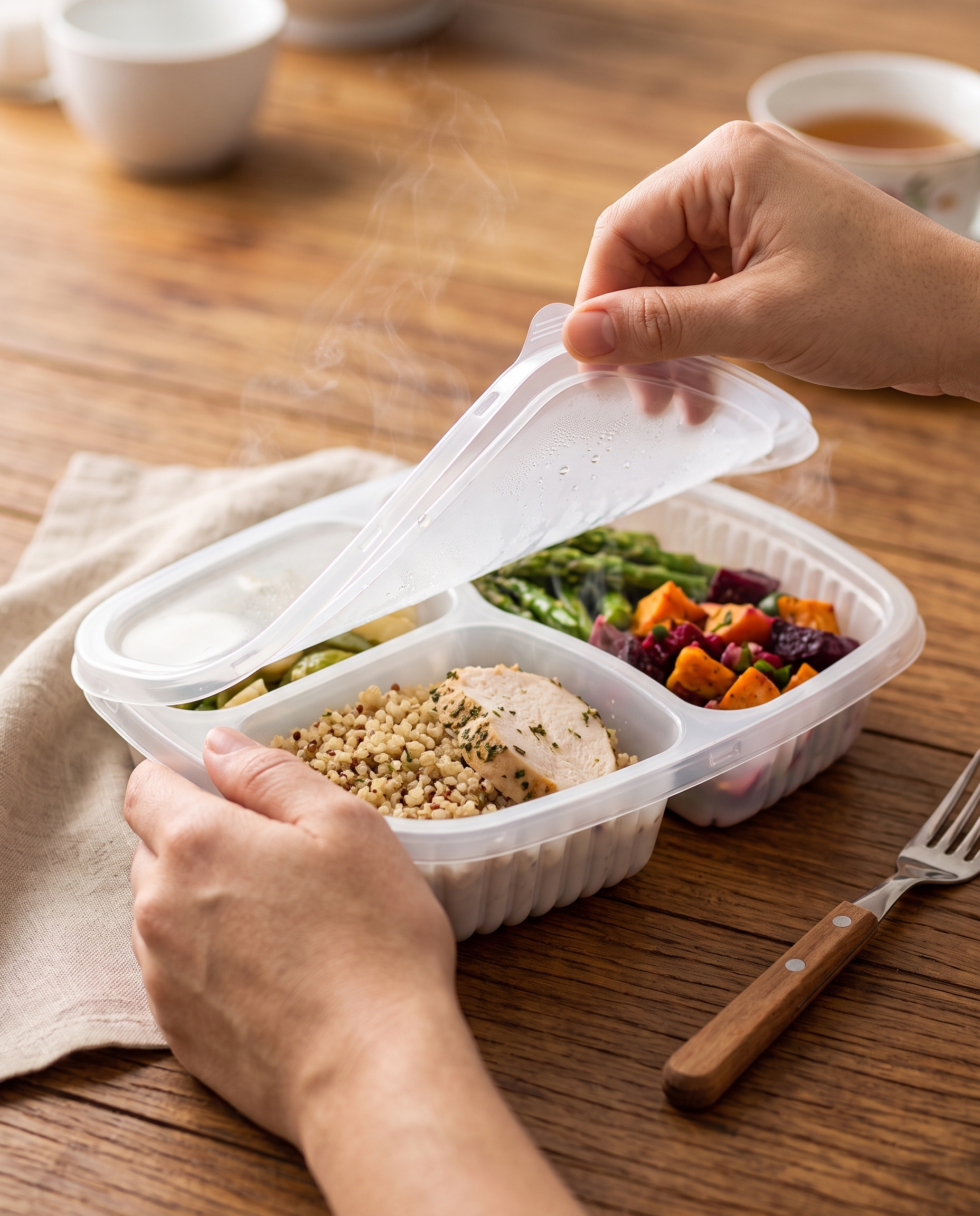 Refeição saudável da Nutrindo pronta para consumo.